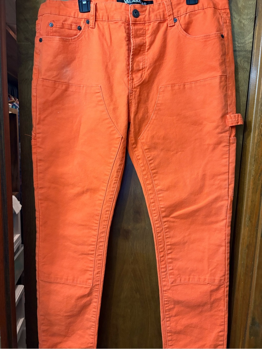 Valabasas Orange Carpenter Tapered ButtonFly Cargo Pants 38